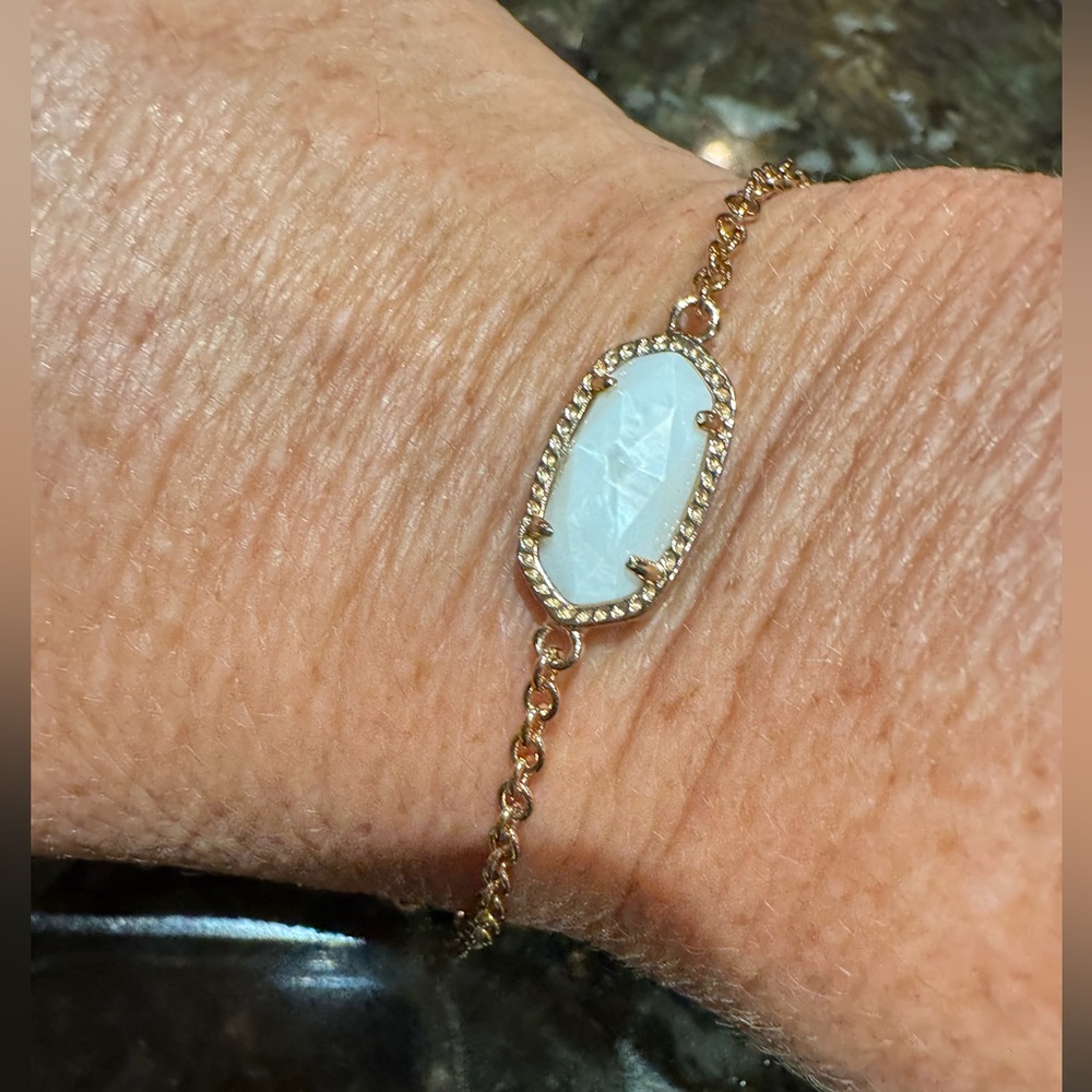 Kendra Scott Elaina Rose Gold White Mother of Pearl Adjustable Bracelet